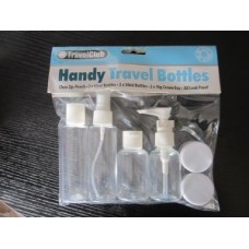 6PCS Travel Bottle Kit, Fine Mist Sprayer/Lotion/Disc Top Cap Bottle, Jar ,65ml bottle with flip top, 65ml bottle w/ sprayer top , 50ml bottle with disc top , 50ml bottle with lotion pump