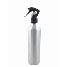   250ml round empty aluminum Bottles, sliver metal bottle with black/white trigger sprayer 