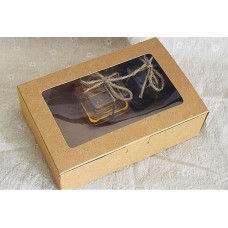 18*12*5cm Nice Design Natural Kraft Paper Cake Box, Kraft Paper Cake packaging Box with big clear window