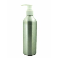 200ml round empty aluminum Bottles, sliver metal bottle with black/white Twist lotion pump