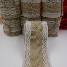 2M Natural Jute Burlap Ribbon With Lace rims Tape roll vintage rustic wedding decoration mariage wedding cake topper