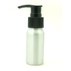 30ml 1oz empty round aluminum Bottles, sliver metal bottle with black/white Twist lotion pump