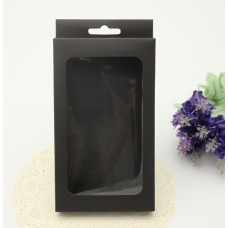 Size:15.5*9*1.5cm, Black kraft  phone case packaging , kraft paper box cell phone , vintage mobile phone case boxes ,black gift box with clear window