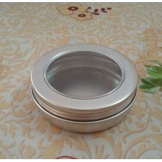 100g Clear Top Round Tin 100ml PET Silver Metal Aluminum Jar w/aluminum Cover Mini Jar , Aluminum Cosmetic Jar Clear Lip Container 