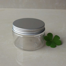 120gram Plastic Jars, Clear PET Straight Sided Jars w/ Lined Aluminum Caps , 4oz PET Heavy Wall jar with natural silver aluminum screw lid cover