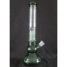 Hand Blown Glass Oil Rig with Glass Bowl Honeycomb - Pipe - Glass Hookah Green White Clear