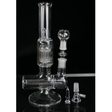 Clear Glass Pipe Honeycomb And Showerhead Perc Oil Rig Glass Hookah 11"Tall 