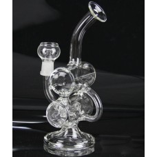 Double Barrel Recycler Glass Hookah Oil Rig Tornado Percolator with 10mm Dome and Nail