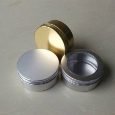 150ml Aluminium Tin Jars With Screw Cap~ Lightweight & Top Quality ,150 gram metal aluminum pots with screw lid , natural silver, golden, clear window top cover available