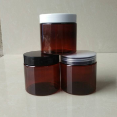 200g Amber Glass Straight Sided Jar , 200ml Amber 6.8 oz Plastic Jar Black Lid ,