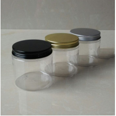 200g Empty PET Jars Aluminum Lids Clear Silver Plastic Cosmetic 30ml-250ml , 200ml plastic jar with gold cap 6.8oz