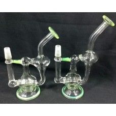 Double Barrel Recycler Vapor Oil Rig Hookah, Glass Recycler Vapor Bubbler with Inline Diffuser 