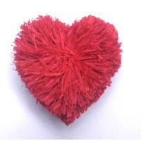 Heart-shaped Raffia pompom , red color Raffia pom poms , Natural Raffia Fibers, Raffia Decorations for DIY Crafts