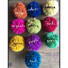 Raffia Pom Pom Natural Fiber Jewel Colors for Crafts handbags shoes embellishments 2 sizes 