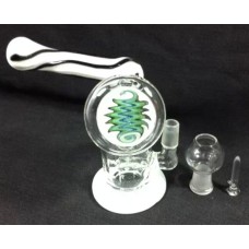 Glass Bubbler - Aqua, Black and White Inside Out Reversal & Switchback Sections, Showerhead Perc Oil Rig Glass Hookah Clear- variety of designs available