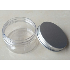 30ml clear PET jar with aluminum screw lid , 1oz plastic jar with metal cap , 30g clear tin with aluminum cover