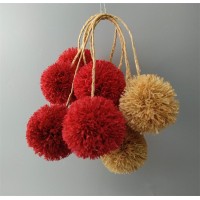 Raffia pom poms with Loops from natural raffia ,Raffia decorations ,Pom Poms for Baskets, yarn pom pom handmade DIY crafts,1/2",1" ,2",2.5",3"