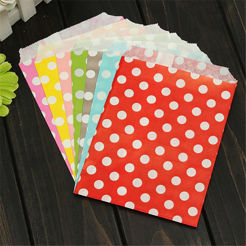 17x13cm-25pcsPack-7-Colors-Polka-Dot-Spotty-Paper-Bag-Without-Handle-Wedding-Par