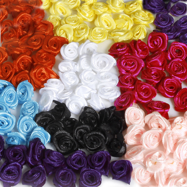 50Pcs-15mm-Satin-Ribbon-Flower-Rose-81093