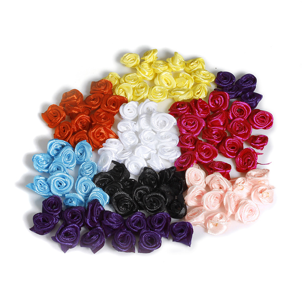 50Pcs-15mm-Satin-Ribbon-Flower-Rose-81093