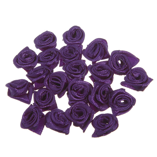 50Pcs-15mm-Satin-Ribbon-Flower-Rose-81093