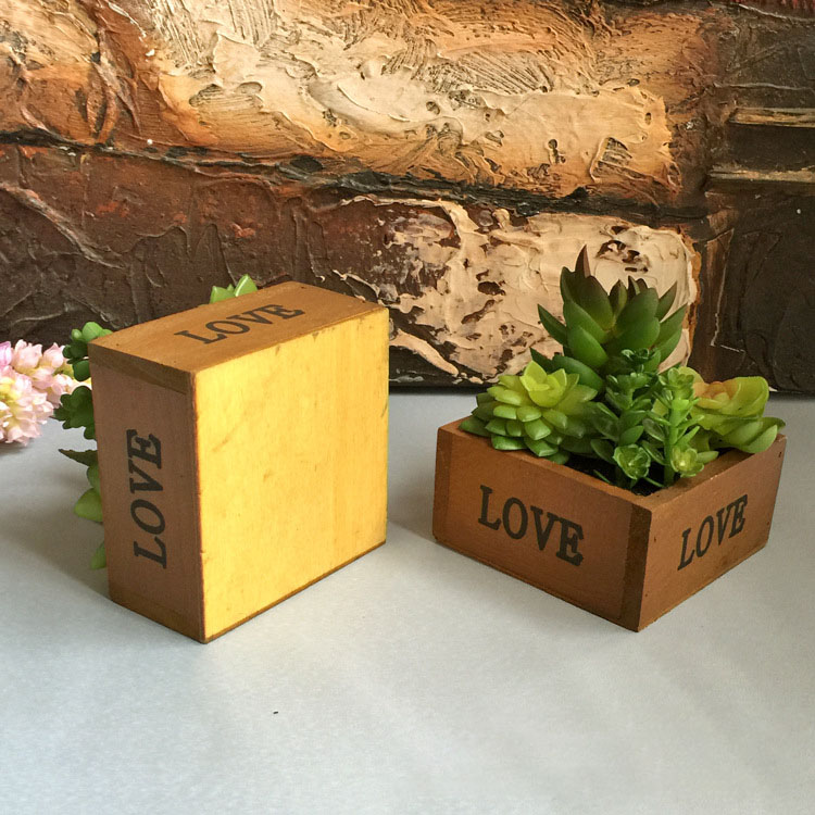 LOVE-Wooden-Basin-Desktop-Lotus-Succulent-Plants-Flower-Pot-Garden--Bonsai-1182095