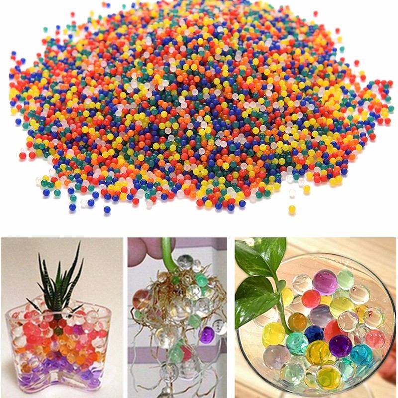 Newest10000PCSBagHomeDecorPearlShapedCrystalSoilWaterBeadsBioGelBallForFlowerWeedingMudGrowMagicJell-32749415209